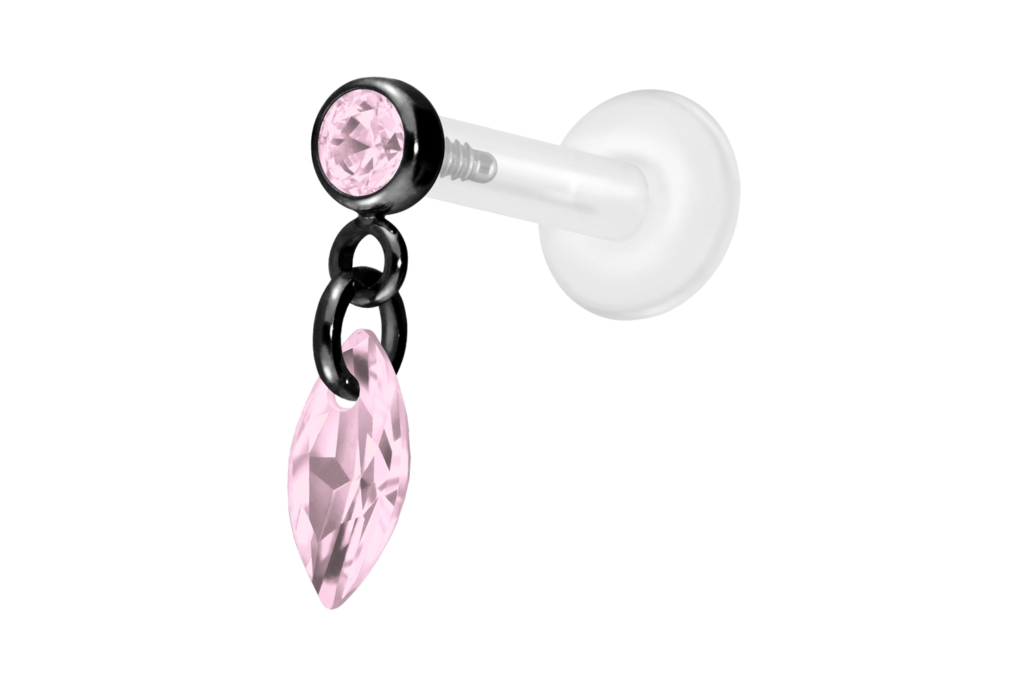 PTFE Labret Piercing mit Innengewinde + Titan-Aufsatz KRISTALLOVAL